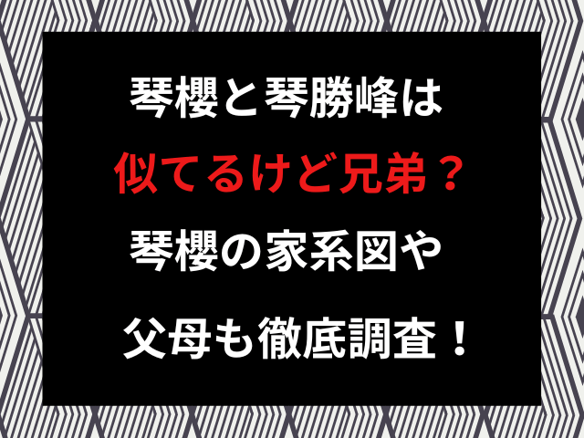 琴櫻と琴勝峰は似てるけど兄弟？琴櫻の家系図や父母も徹底調査！
