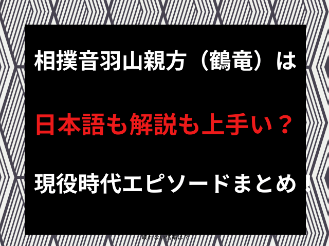 相撲音羽山親方（鶴竜）は日本語も解説も上手い？現役時代エピソードまとめ！