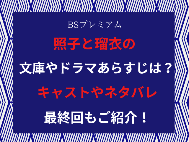 照子と瑠衣の文庫やドラマあらすじは？キャストやネタバレ最終回もご紹介！