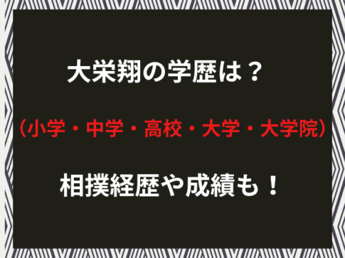 大栄翔の学歴（小学・中学・高校・大学・大学院）は？相撲経歴や成績も！