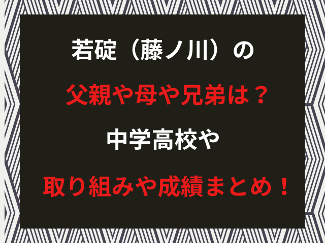 若碇（藤ノ川）の父親や母や兄弟は？中学高校や取り組みや成績まとめ！