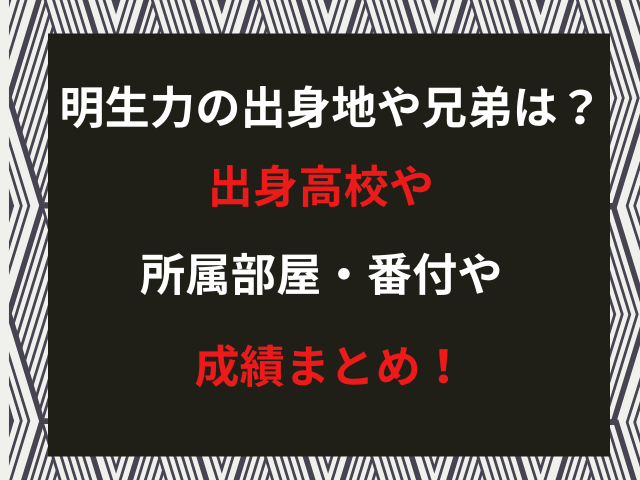 明生力の出身地や兄弟は？出身高校や所属部屋・番付や成績まとめ！