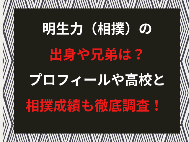 明生力（相撲）の出身や兄弟は？プロフィールや高校と相撲成績も徹底調査！