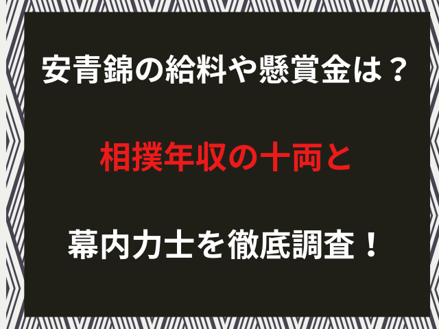 安青錦の給料や懸賞金は？相撲年収の十両と幕内力士を徹底調査！